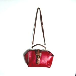 GAL Cranberry Red and Brown Faux Leather Bag Purse